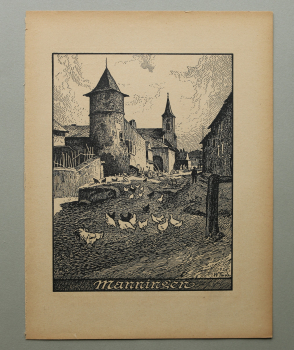 Kunst Druck / Wilhelm Thiele Potsdam / 1920er Jahre / Manningen / Lothringen / Frankreich / wohl Holzschnitt